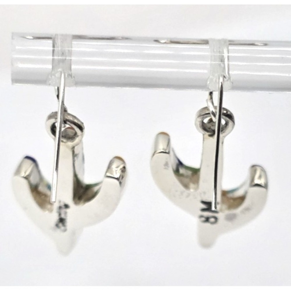 Multi-Gemstone Cacti Earrings Sterling Silver Inlays 0.94" Handmade Signed NEW - Picture 12 of 13